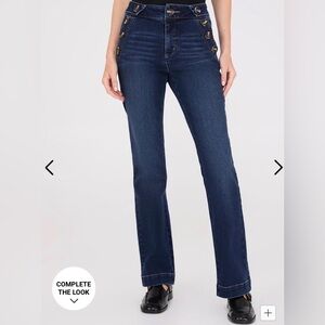 High-Waisted Button-Detail Blue Jeans